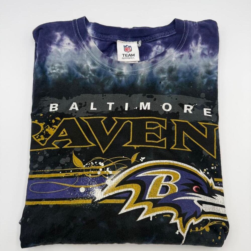 NFL Baltimore Ravens tie-dye t-shirt team logo Size 2XL. Small hole near collar